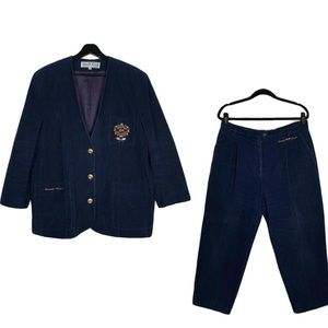 Dark Blue Corduroy Pantsuit with Crest L/XL